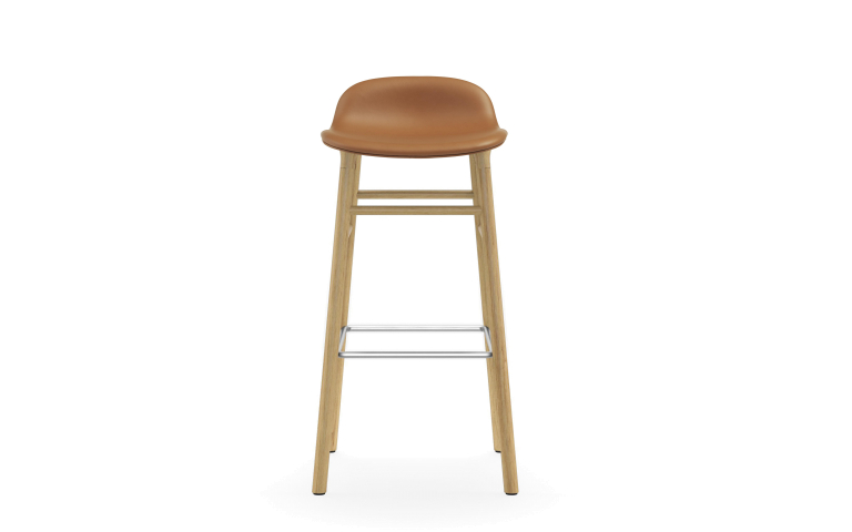 Normann Copenhagen Form barkruk 75 gestoffeerd zwart eiken Ultra Leather Brandy