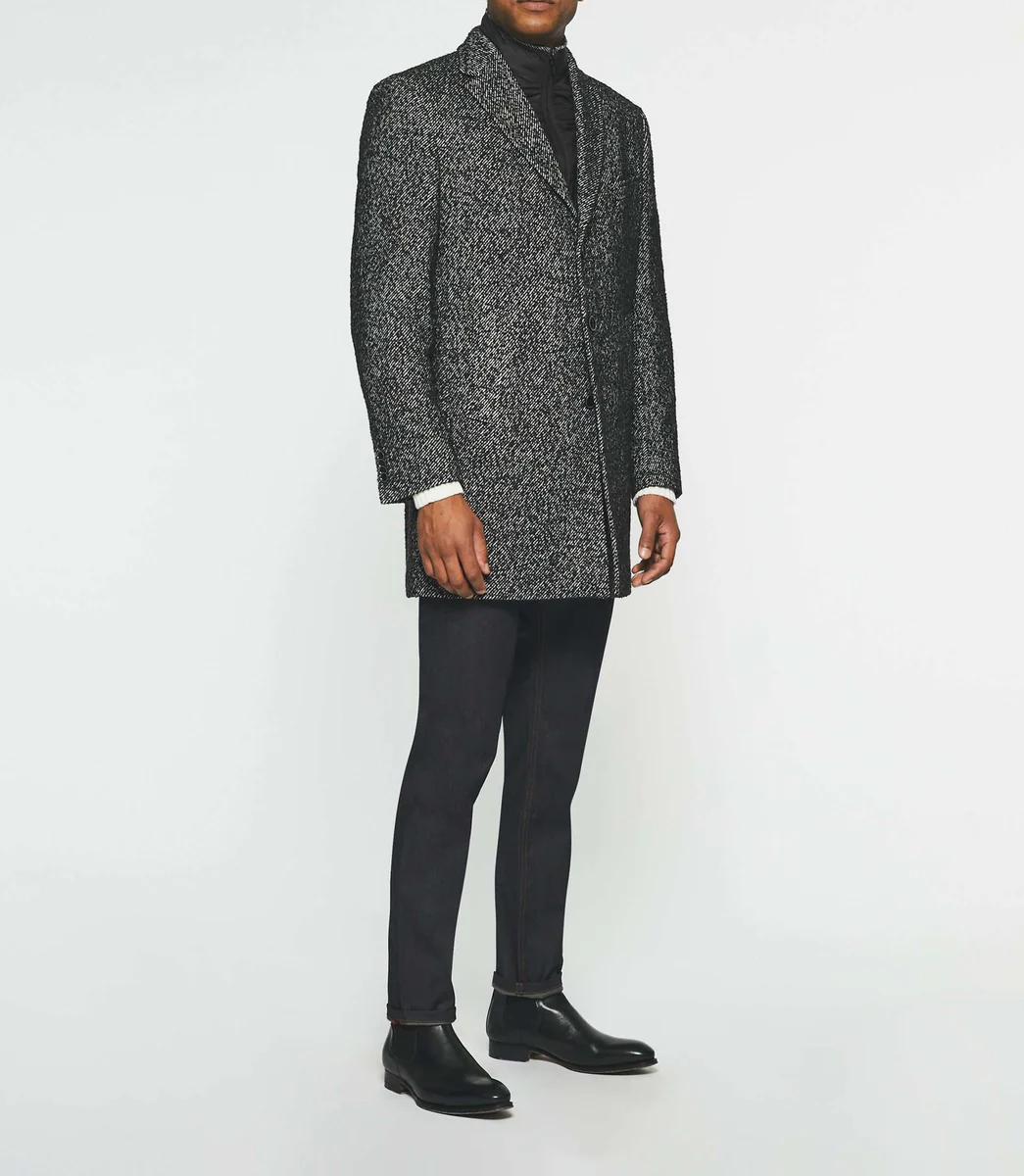 Manteau ville en tweed noir ICE