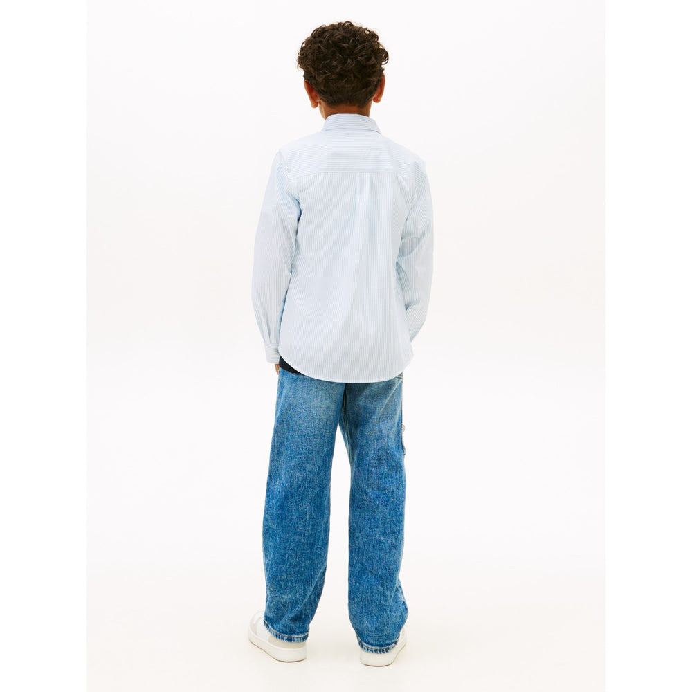 Køb Tommy Hilfiger White Breezy Blue Stripe Aop Jersey Skjorte