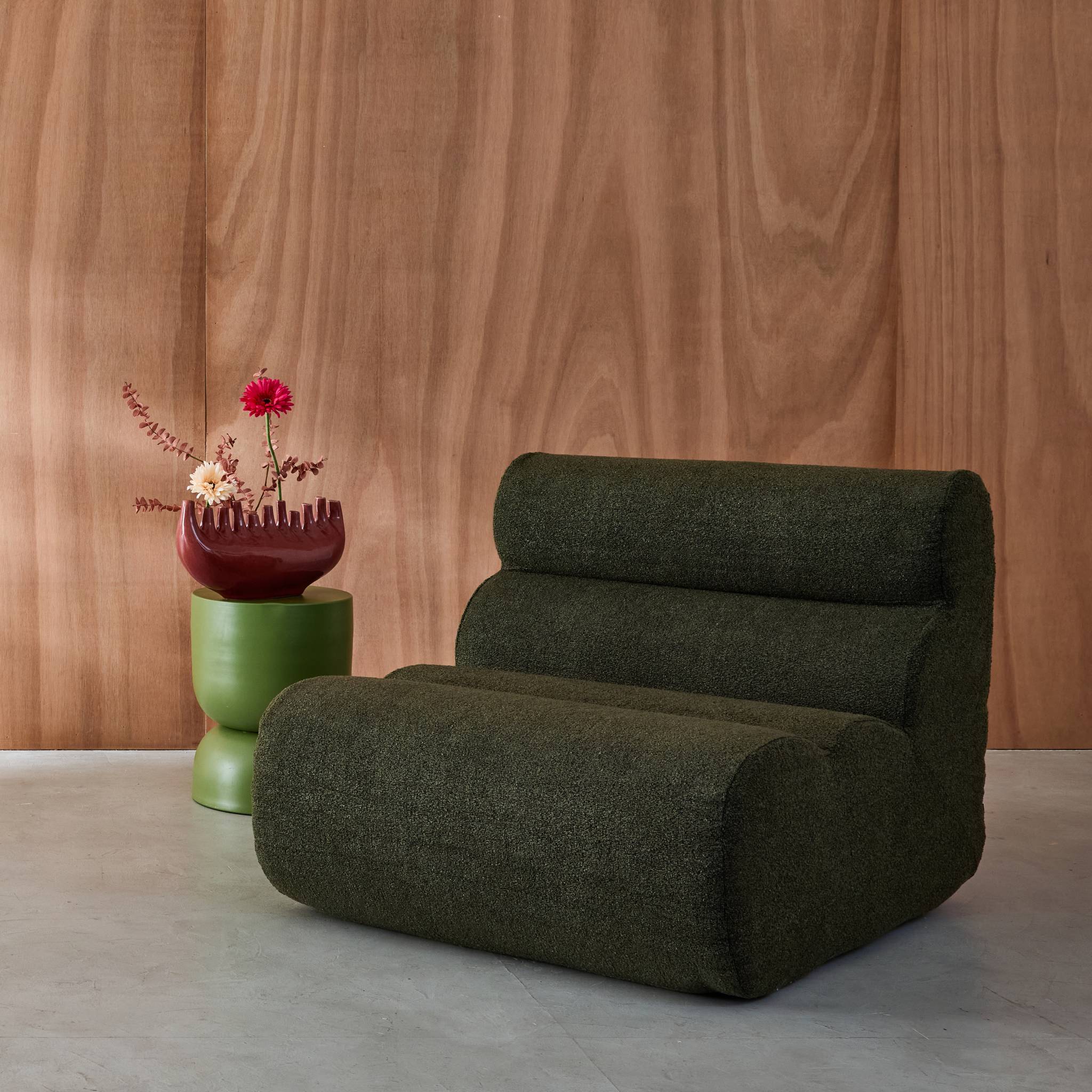 sweeek - Stoffen fauteuil getextureerde bouclé 1 zitplaats