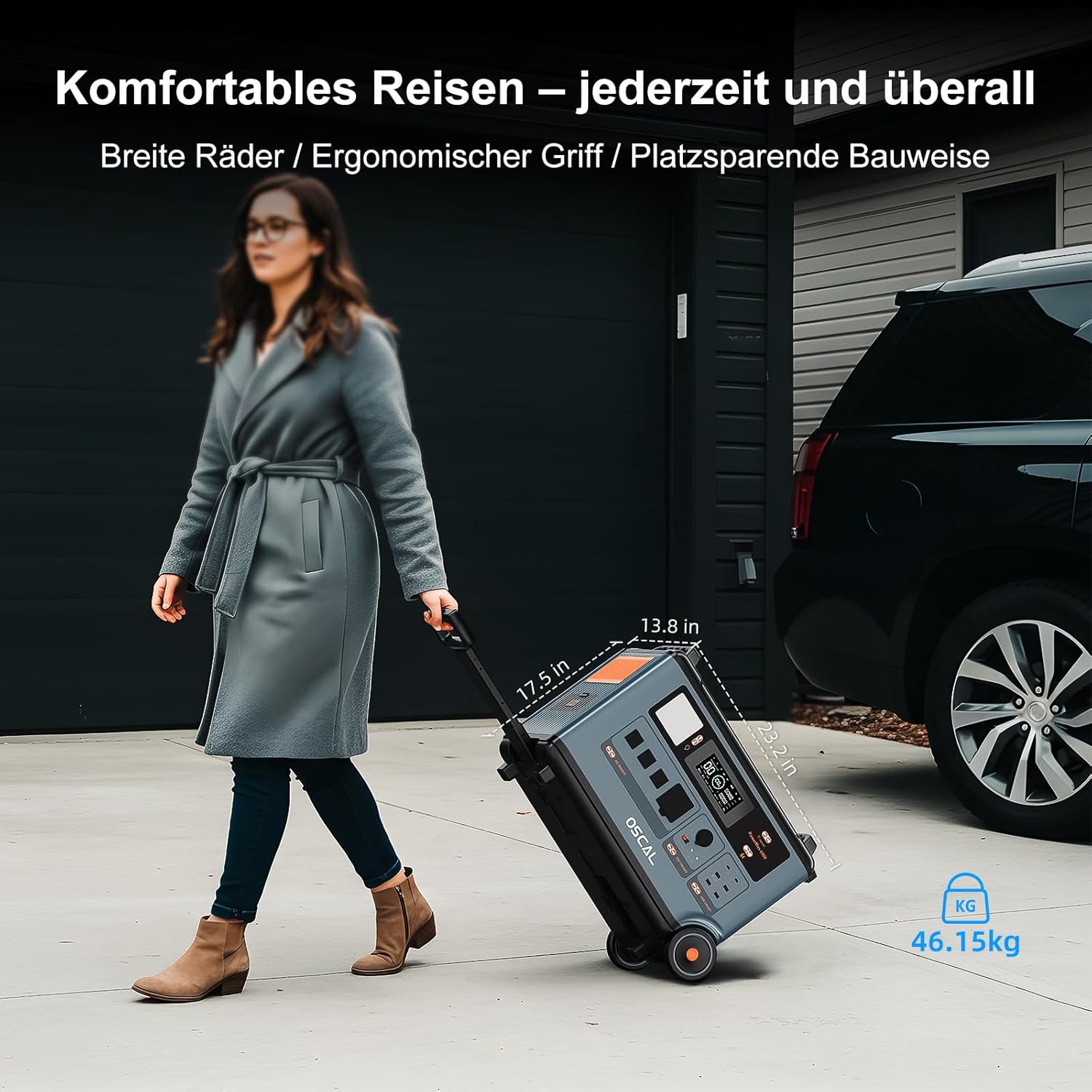OSCAL 6000W/3600Wh Kraftwerk mit Spezieller Powermax 6000-Akkusatz Erweiterungsbatterie, erweiterbare Kapazität von 3600Wh auf 7200Wh, 6000W Solargenerator für Home Backup, Wohnmobil, Notfall