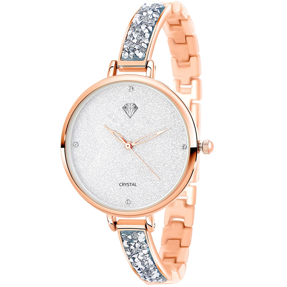 Montre - Métal rose & cristaux - 32 mm