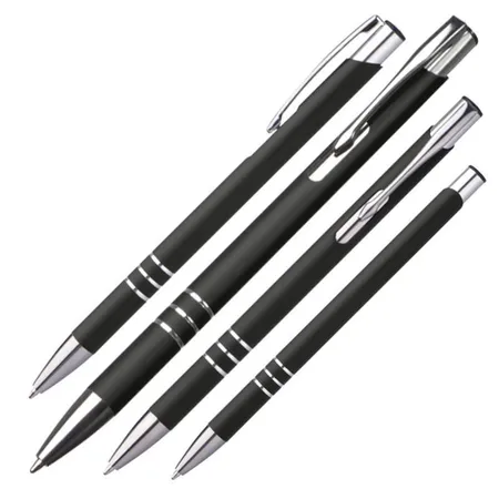 Easy Gifts schlanke Kugelschreiber aus Metall, schwarz, 10 Stück