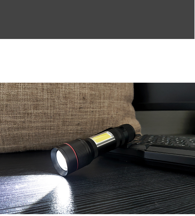 (2er Set) 800LM LED Aluminium USB Mini Taschenlampen - Schwarz