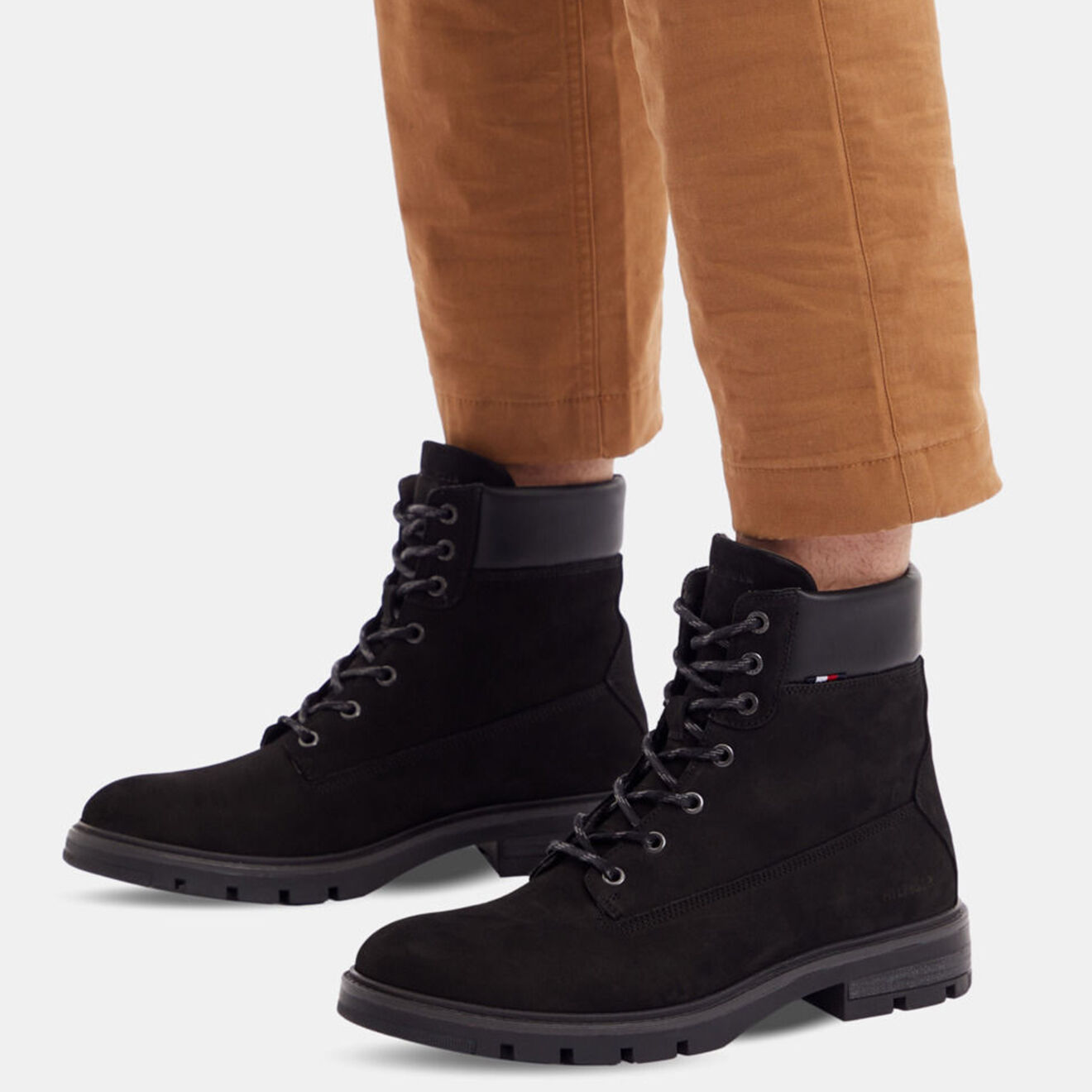 Tommy Hilfiger Boots en Velours de Cuir Hilfiger Padded noires