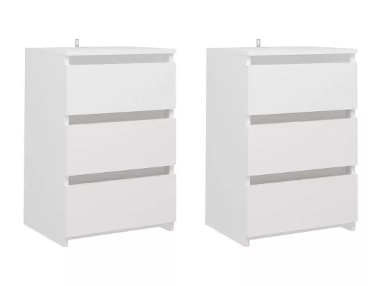 Tables de chevet 2 pcs Blanc 40x35x62,5 cm Aggloméré