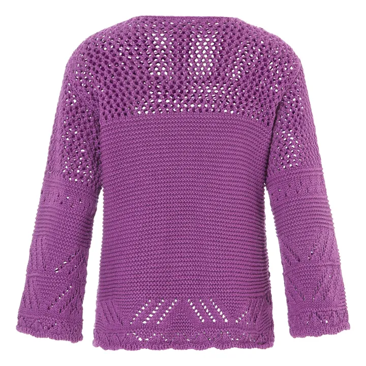 Alma Deia Pull Maille Crochet en Coton | Violet