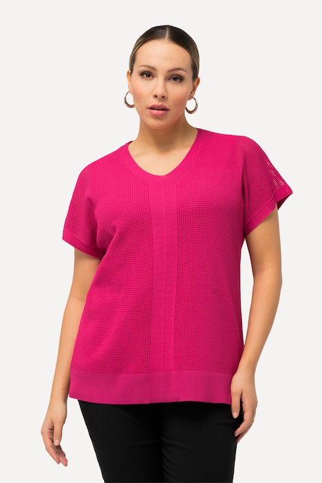 Pullover, Struktur, Oversized, V-Ausschnitt, ärmellos