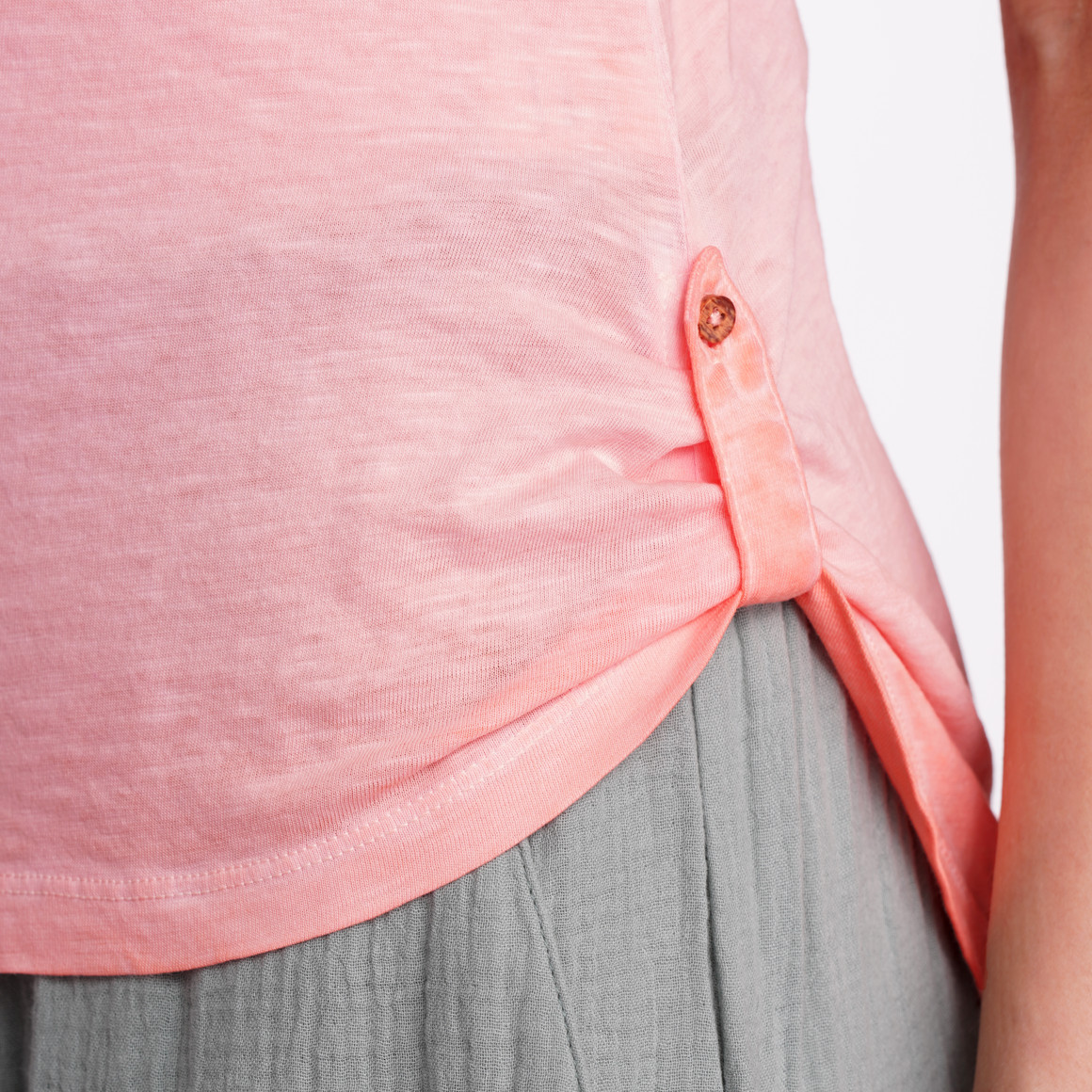 Gina Damen T-Shirt mit Knopfleiste rosa