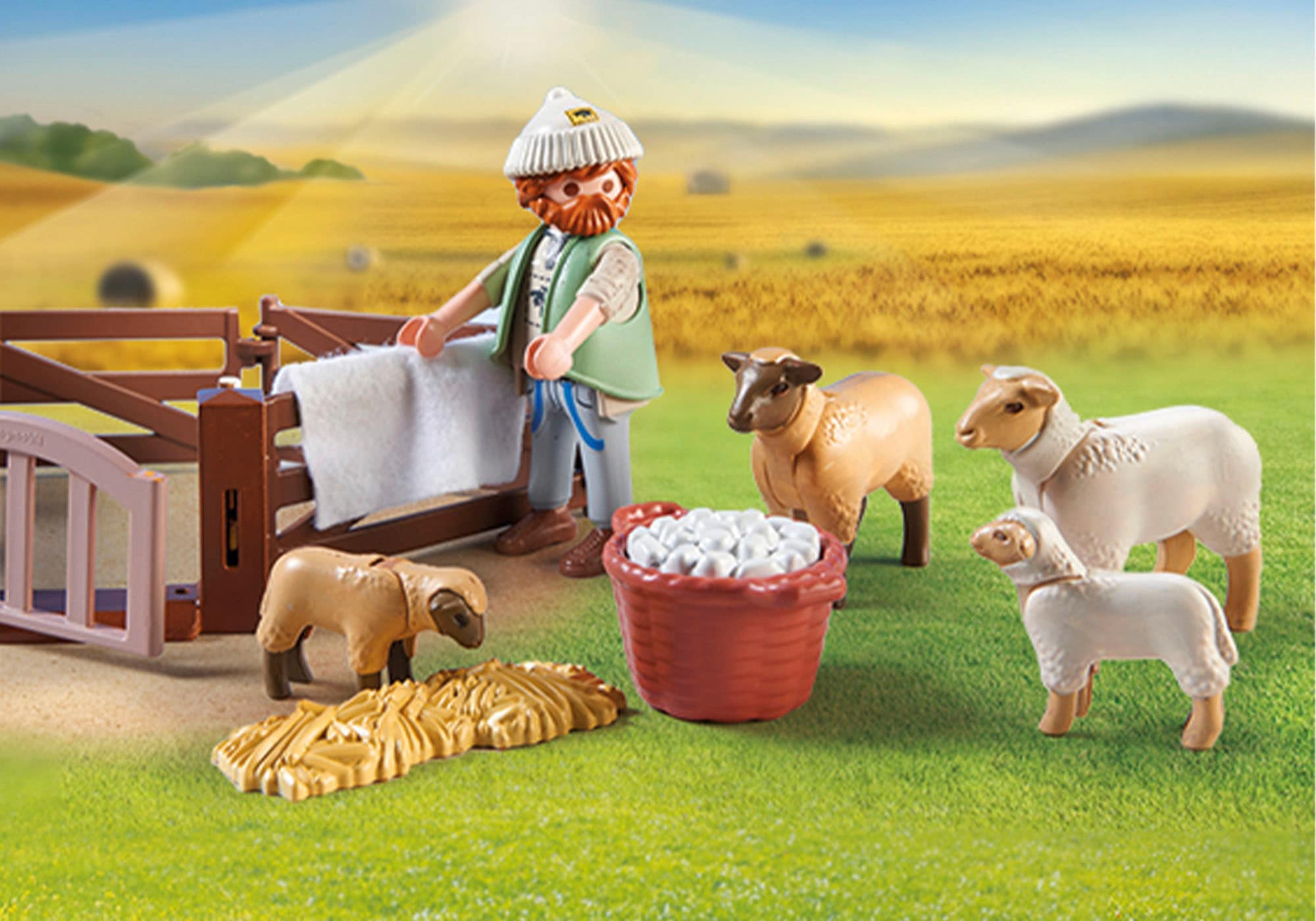Playmobil® Konstruktions-Spielset »Junger Schäfer mit Schafen (71444), Country« teilweise aus recyceltem Material; Made in Europe
