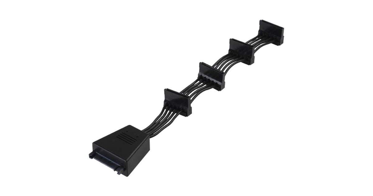 SilverStoneAdapter 15-Pin SATA > 4x 15-Pin SATA splitterkabel  (Zwart, 18,9 centimeter, CP06-E4)