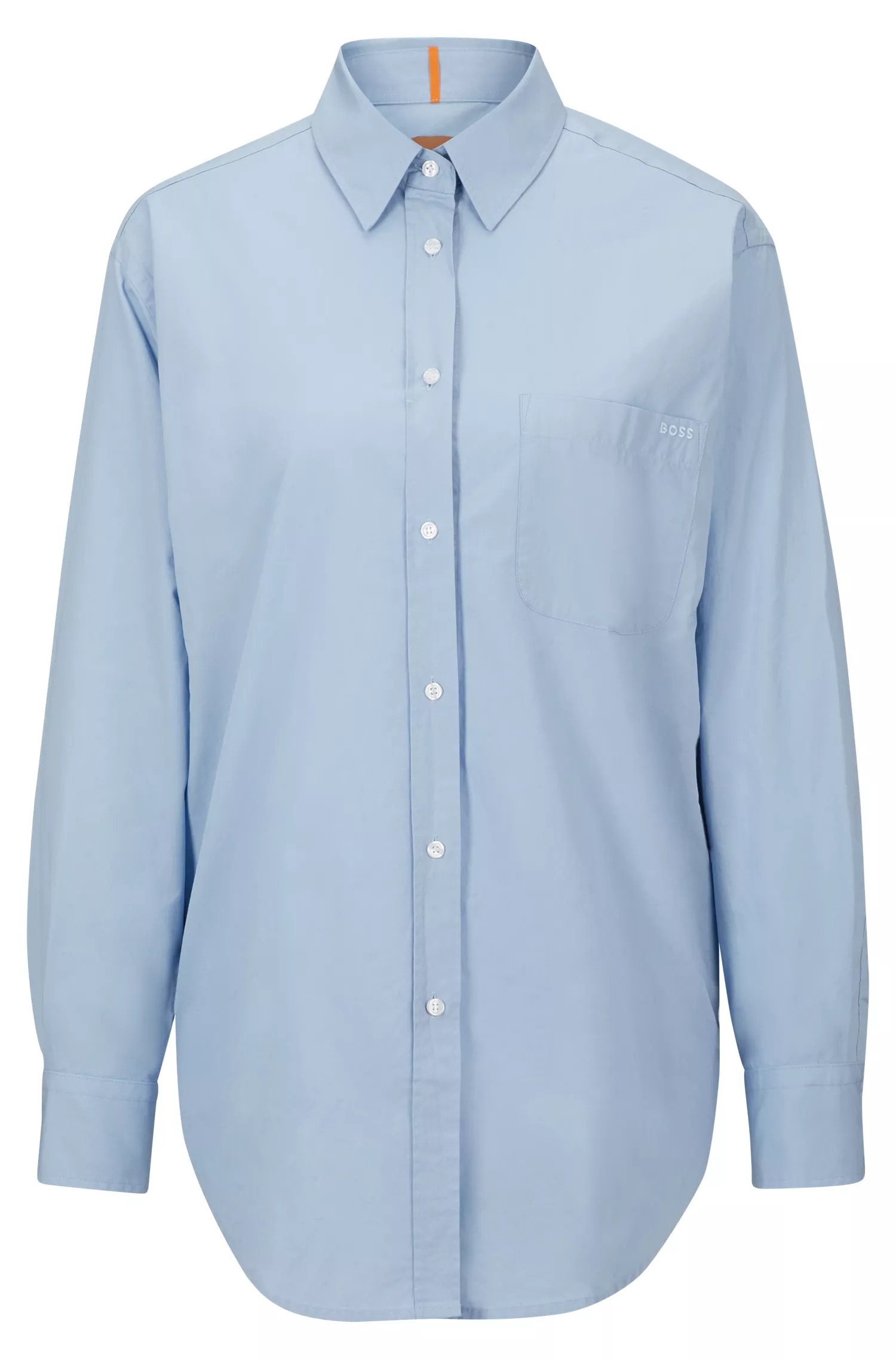 Blusa BOSS preta de modelagem relaxada em algodão orgânico com logotipo bordado.