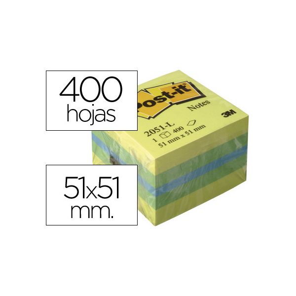 Post-it Mini Cubo Notas Aderentes 51 x 51 mm Sortido 400 Fls Bloco 400 Fls - 591851