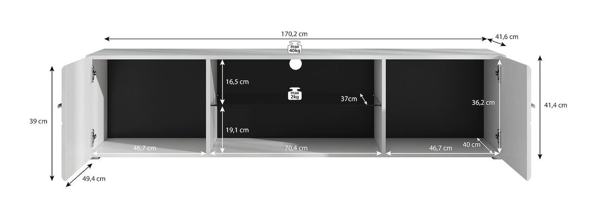 Red - TV-Meubel - Wit - 170 cm