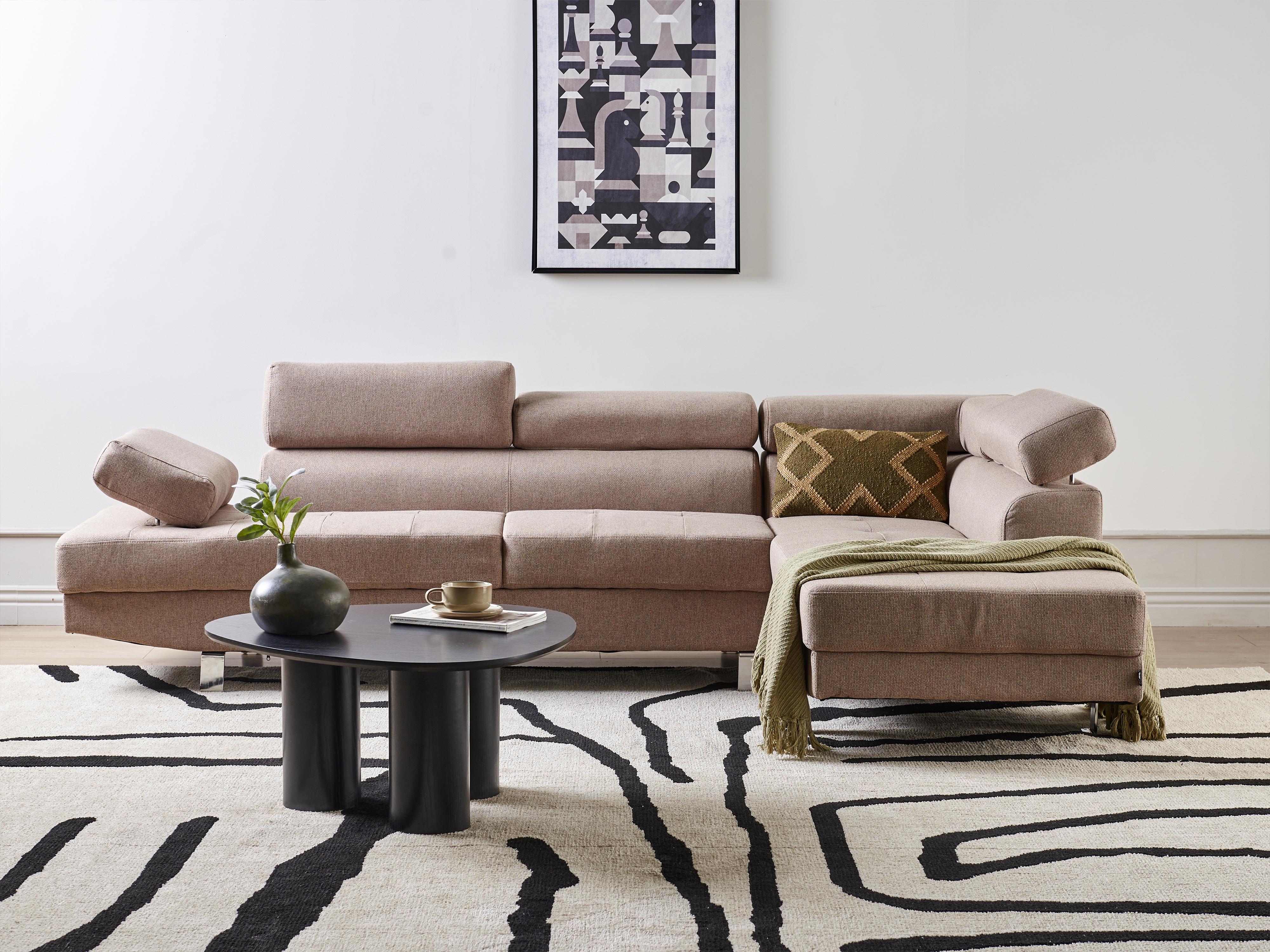 Hoekbank 5-zits NORREA Stof Beige linkszijdig