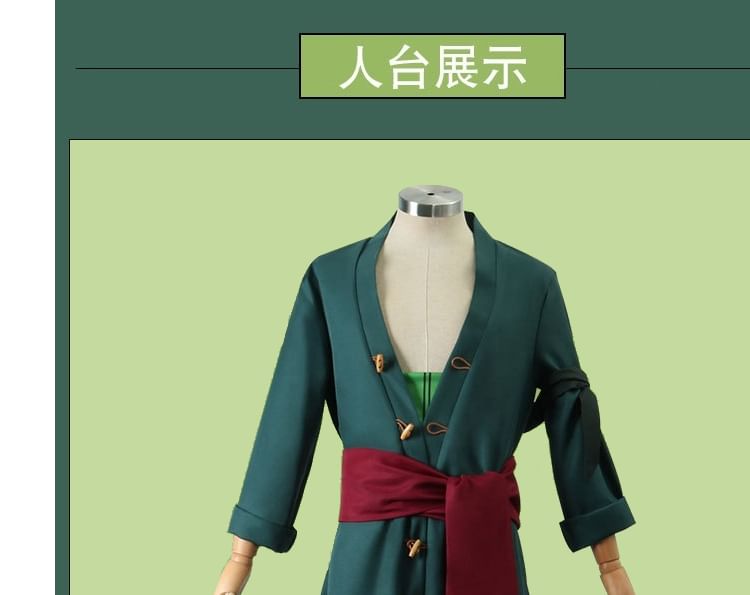 Bloomsoon - One Piece Roronoa Zoro Cosplay Kostuumset / Pruik