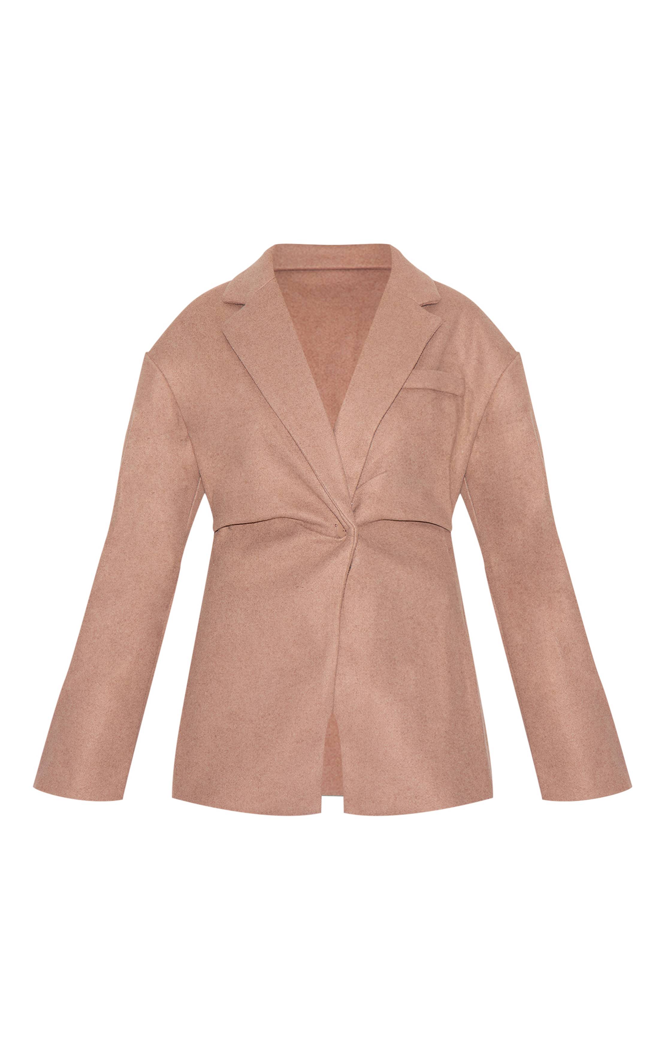 Marron Blazer Cintré Effet Laine