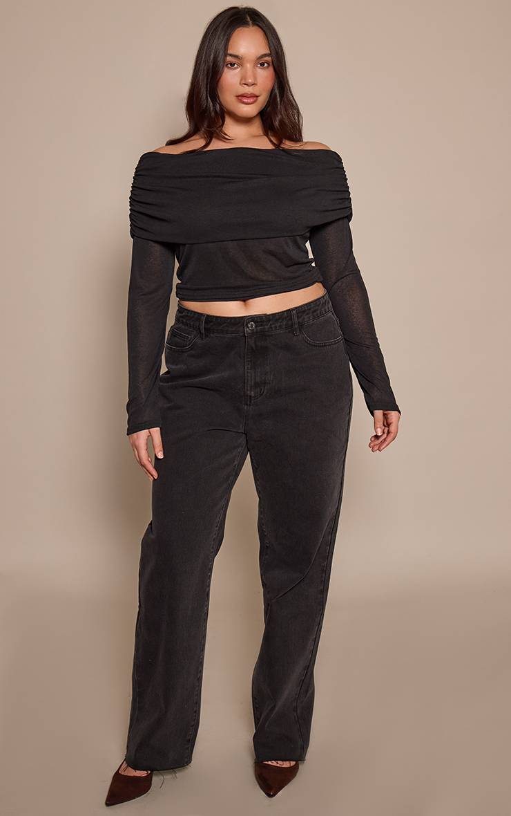 Noir Prettylittlething Plus Jean Droit Jambe Longue