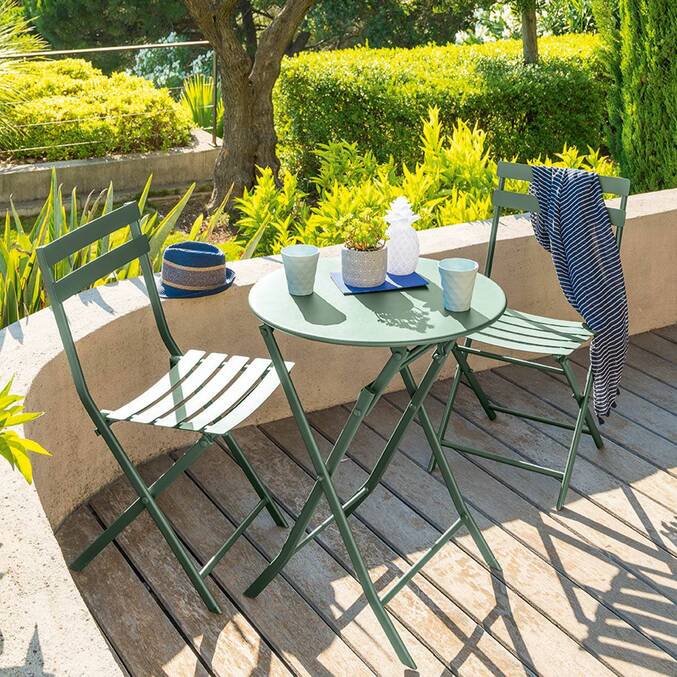 Table de jardin pliante ronde GREENSBORO Vert olive