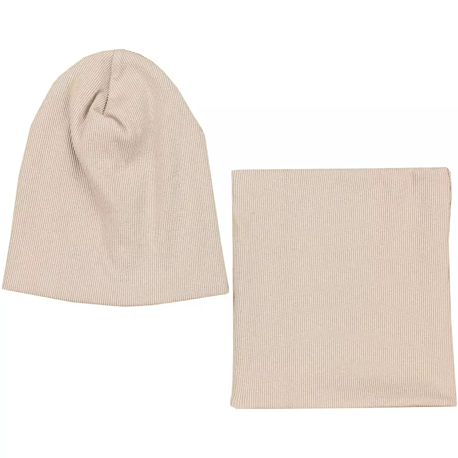 TupTam Unisex Kinder Beanie Mütze Schlauchschal Set beige