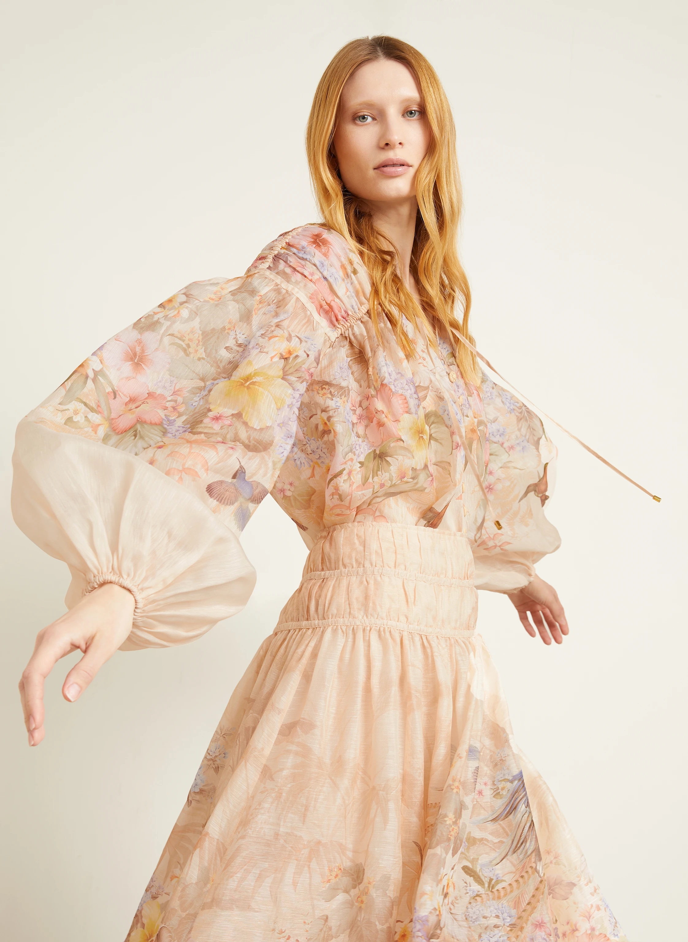 ZIMMERMANN Bluse ILLUMINATE DRAWN mit Leinen und Seide
