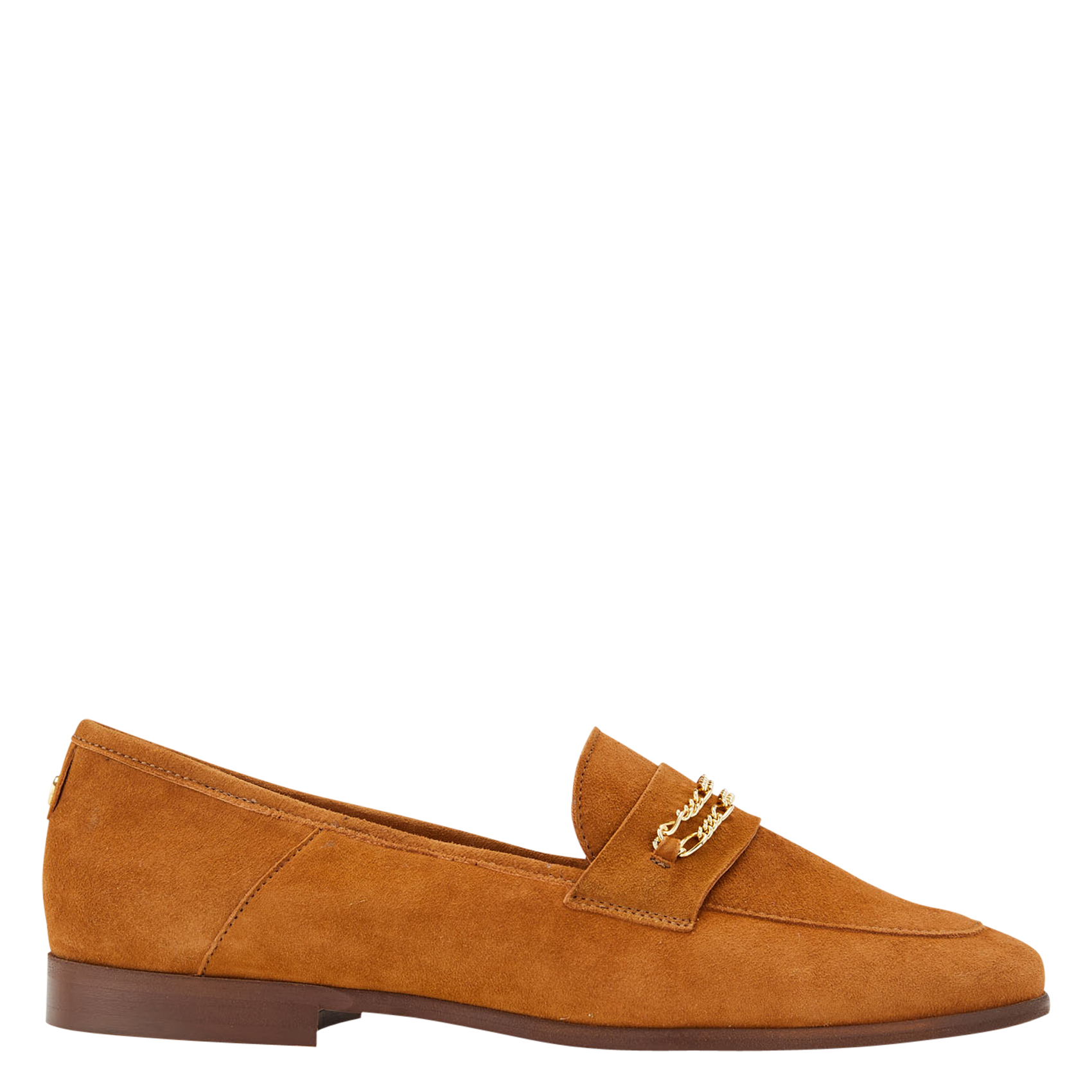 VERINE - Mocassins à détail chaîne en cuir velours | Marron