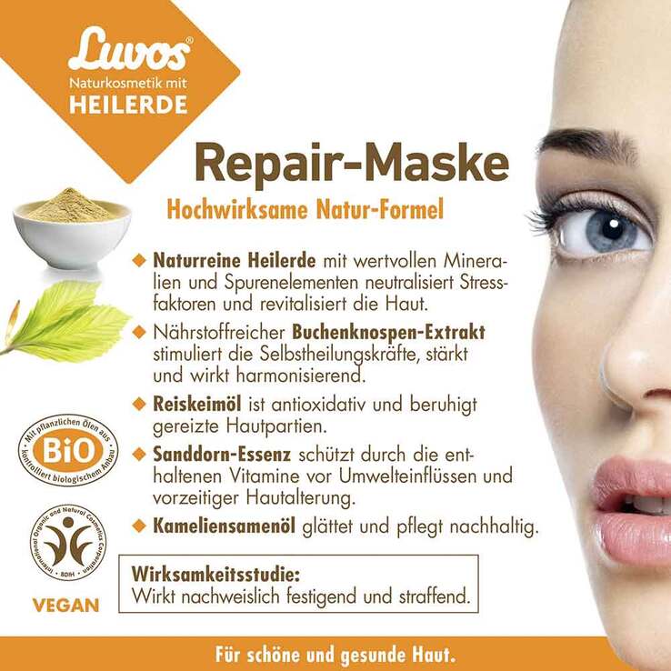Luvos Naturkosmetik Heilerde Repair Maske, 2X7.5 ml