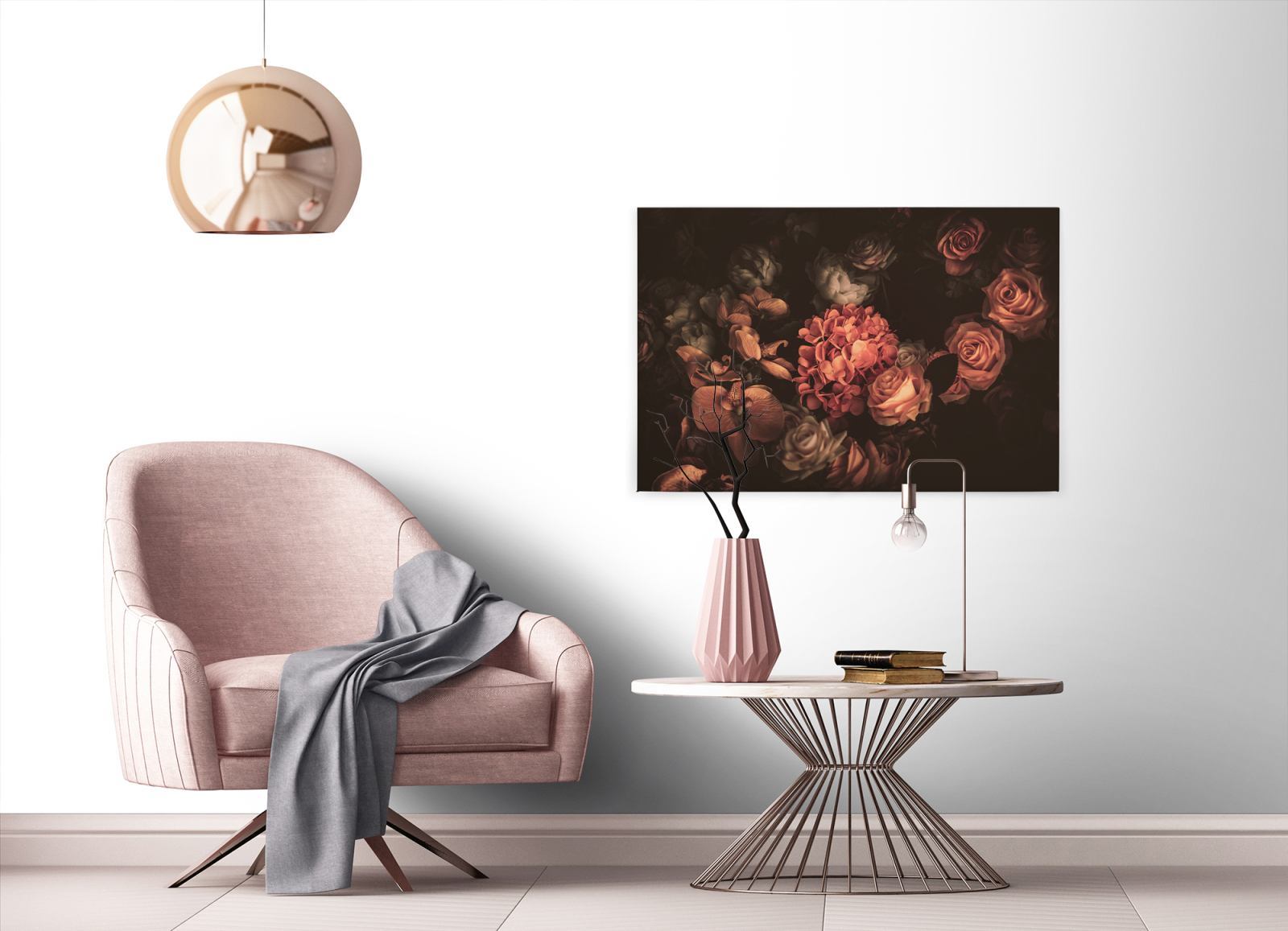 Leinwandbild BLUMEN - orange-schwarz - 90x60 cm