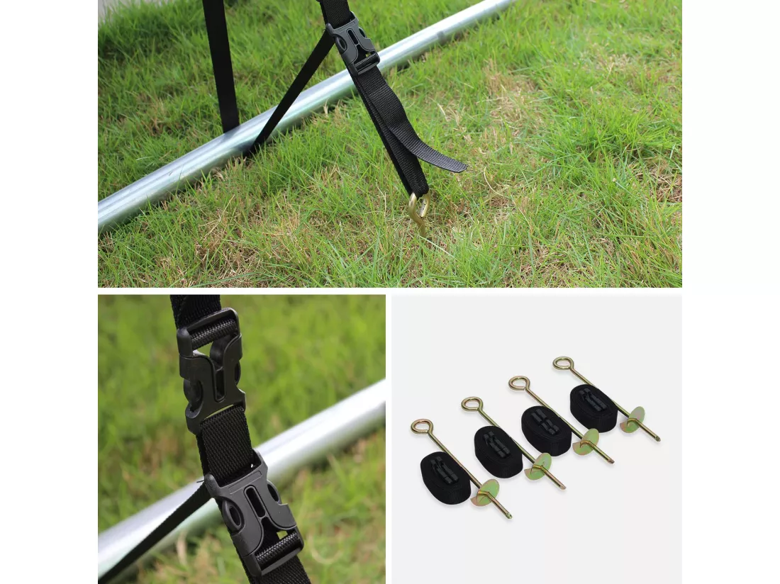 Pack accessoires pour trampoline Ø 430cm Vénus / Sagittaire / Vénus INNER - Échelle. bâche de protection. filet de rangement pour chaussures et kit d’ancrage