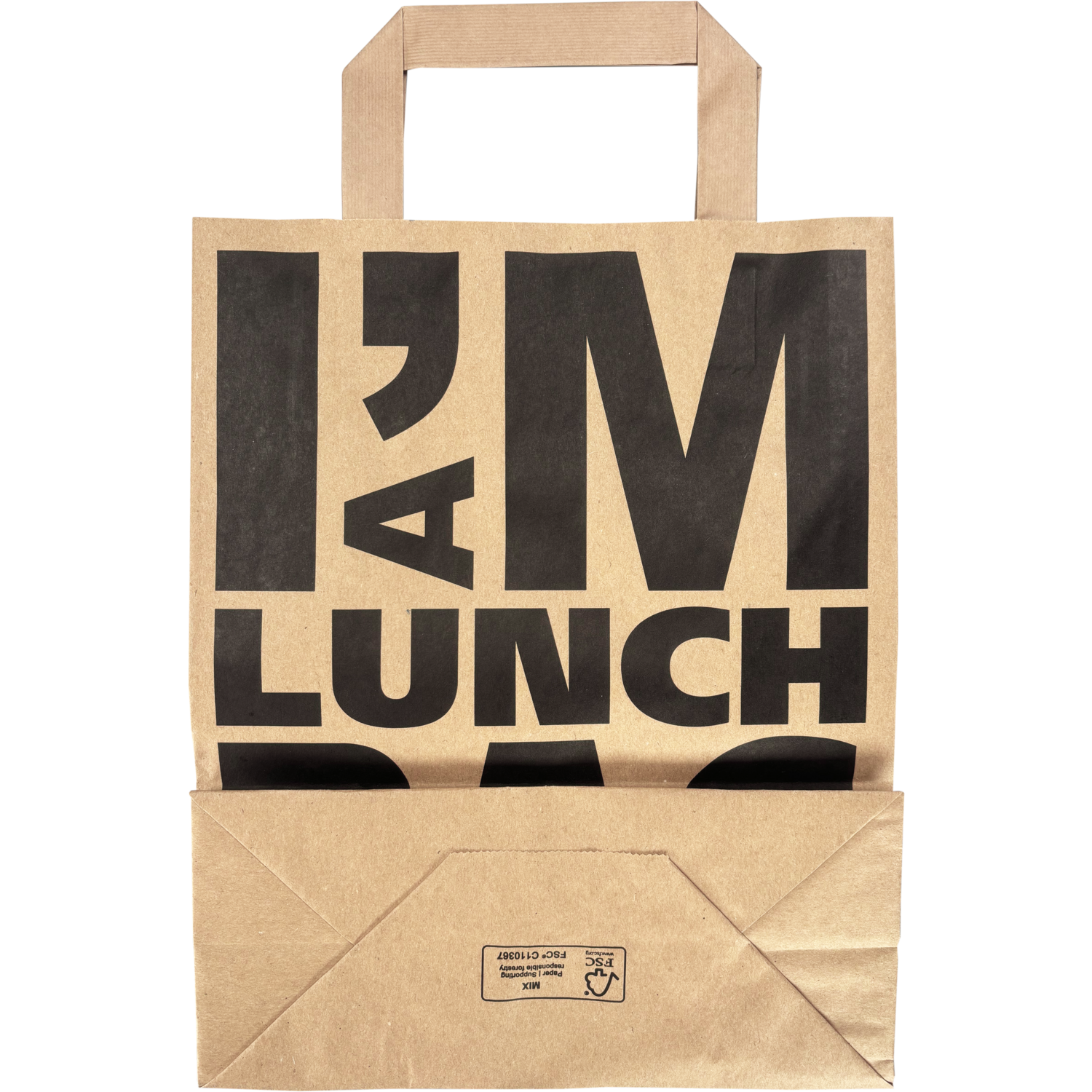 Tas, I'M a LUNCH bag, Papier, platte handgreep, 22x 10x28cm, draagtas, bruin