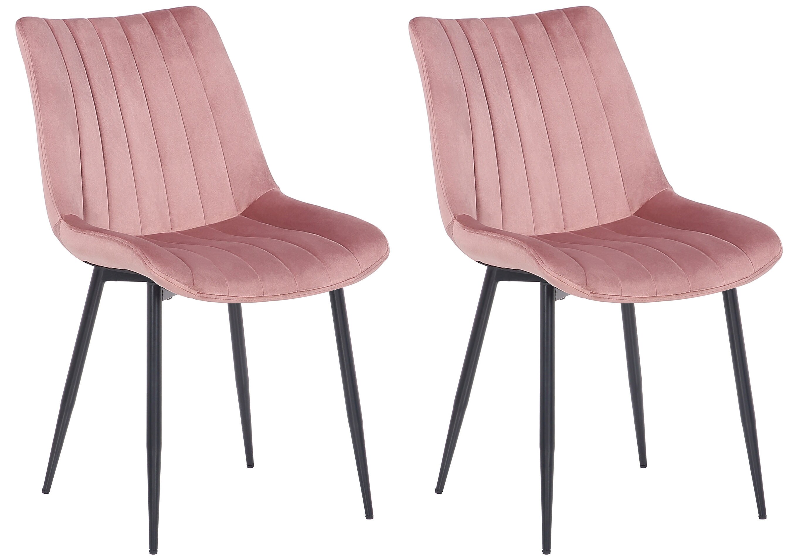 CLP 2er Set Stühle Rahden Samt Mit Schwarzem Gestell Und Einer Sitzhöhe Von 46 cm I Polsterstühle Mit Gestepptem Sitz