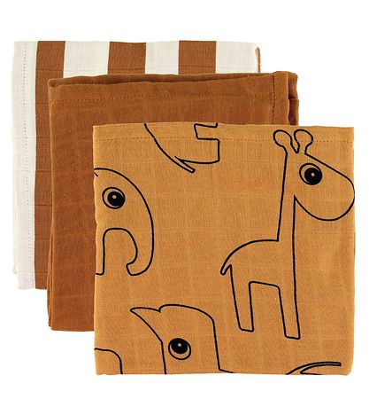 Done By Deer Spucktücher - 3er-Pack - 70x70 - Deer Friends Musta