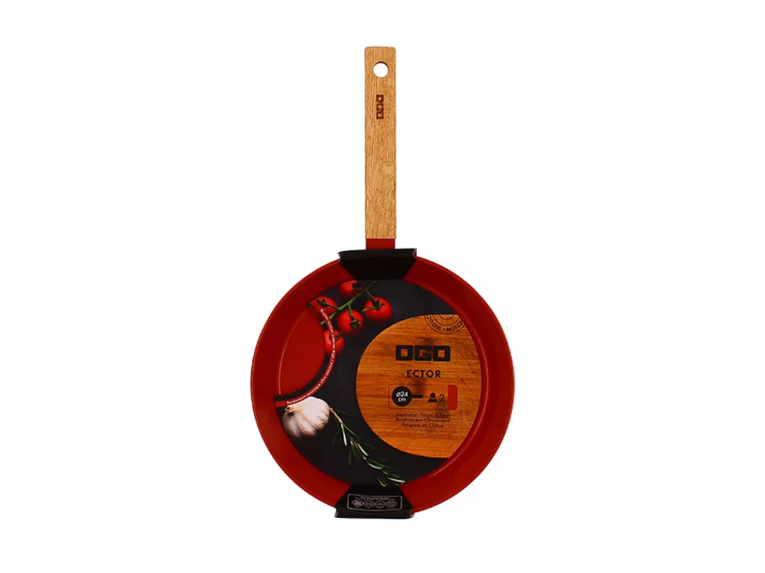 Ogo Living - Poele Ector 24cm En Aluminium Paprika Avec Manche En Bois