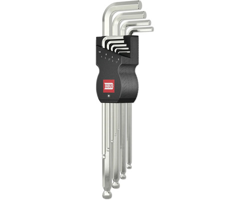 INBUS® 76893 Hoekschroevendraaierset, 9-delig, 1,5–10 mm, met GeckoTip® & kogelkop — Gemaakt in Duitsland