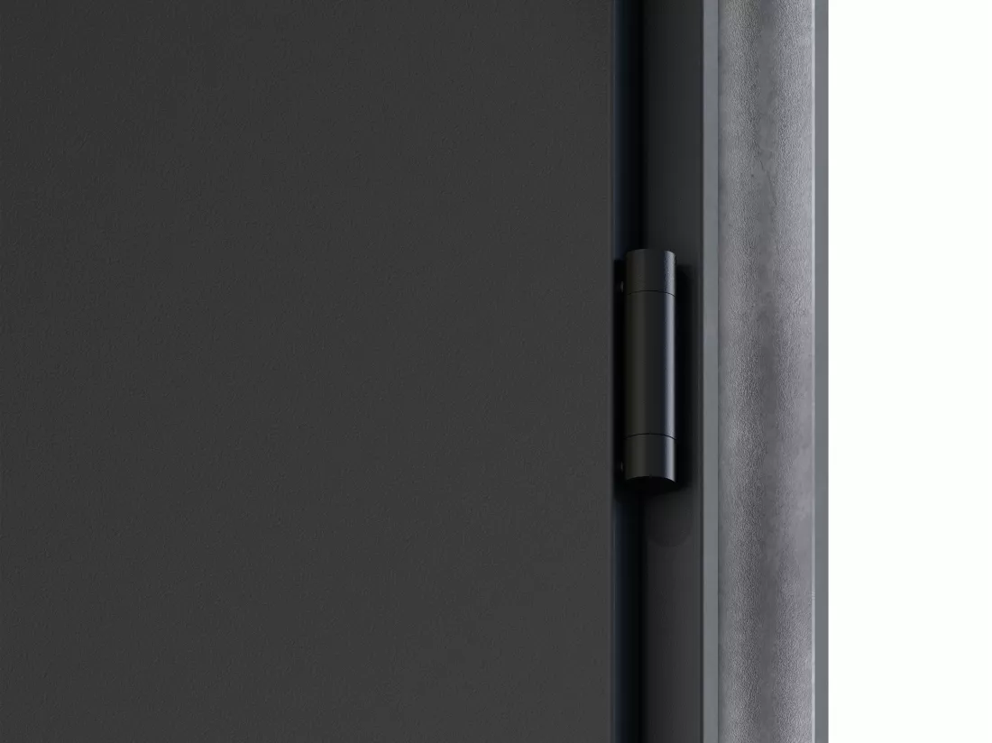Porte d'entrée pleine en acier H207 x L100 cm - Noir avec rayures effet chêne - poussant gauche - COBRITA