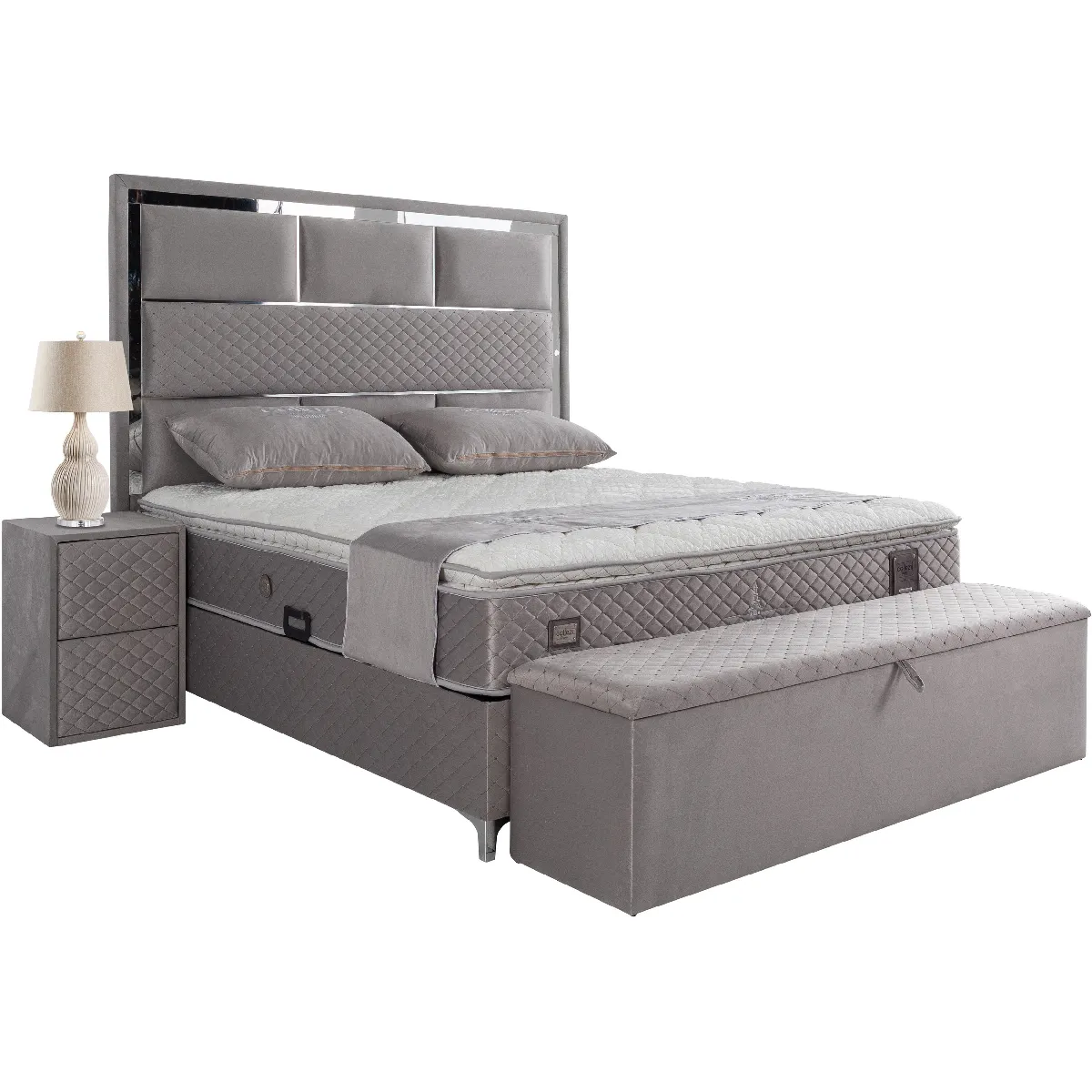 Vivenla Table de chevet Paris - Gris - L 40 x P 45 x H 60 cm