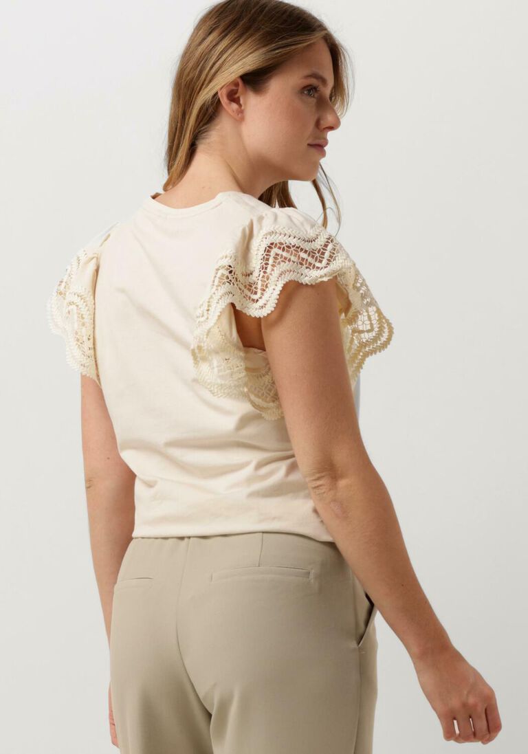 SUMMUM gebroken wit summum t-shirt jersey top tee with lace