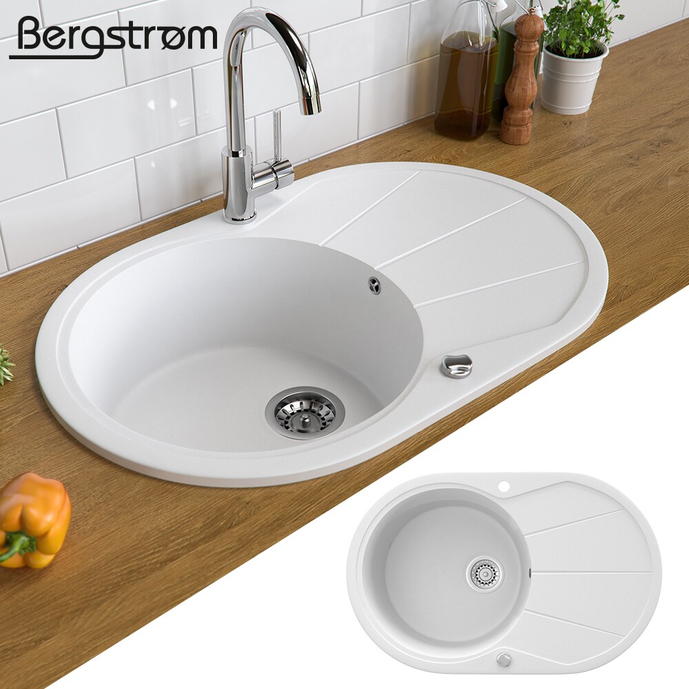 Granit Spüle Küchenspüle Einbauspüle Spülbecken+Drehexcenter+Siphon Weiß