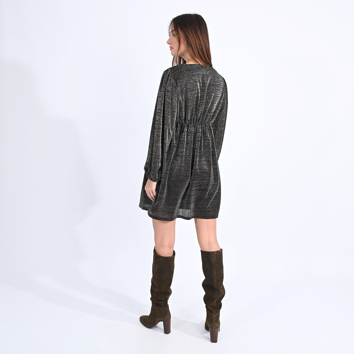 MOLLY BRACKEN<br>Vestido com mangas compridas e decote cruzado