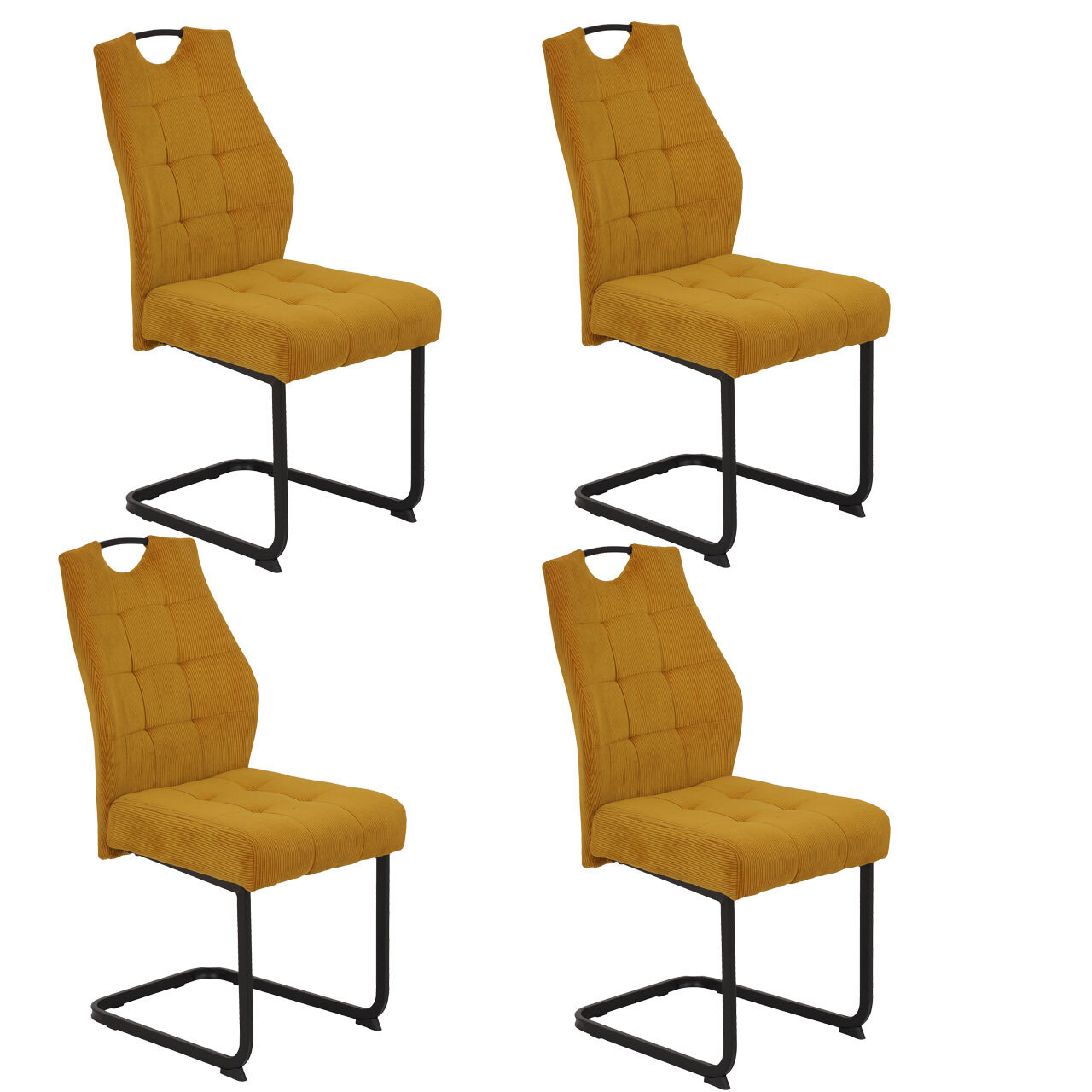 Stuhl Bardolino 4er Set, 45x96x60cm, Microfaser Cord Fjord Anthrazit