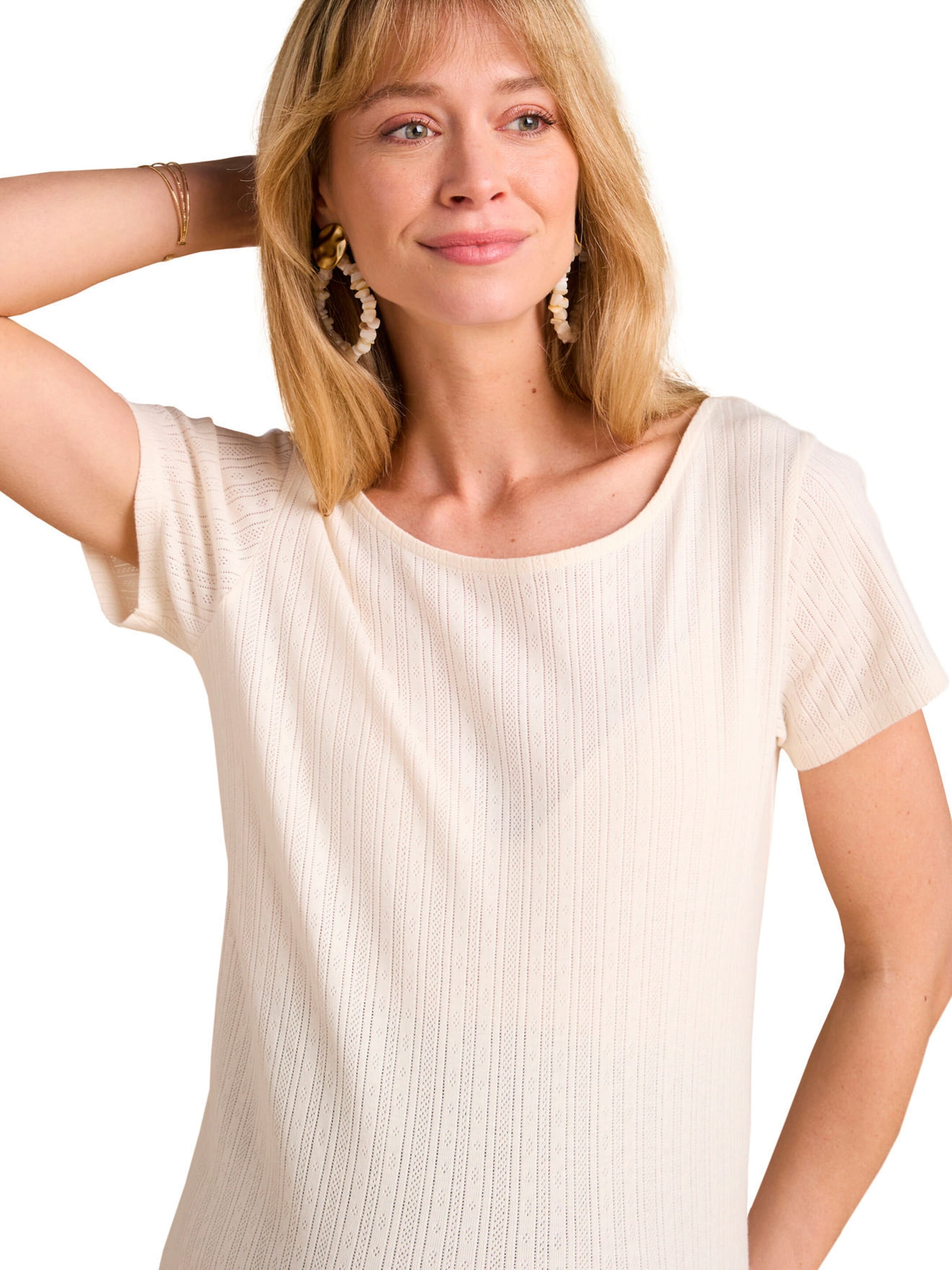 Envie de Fraise Bio-Kollektion: Umstands-Shirt aus Pointelle-Jersey mit Rückenausschnitt beige meliert