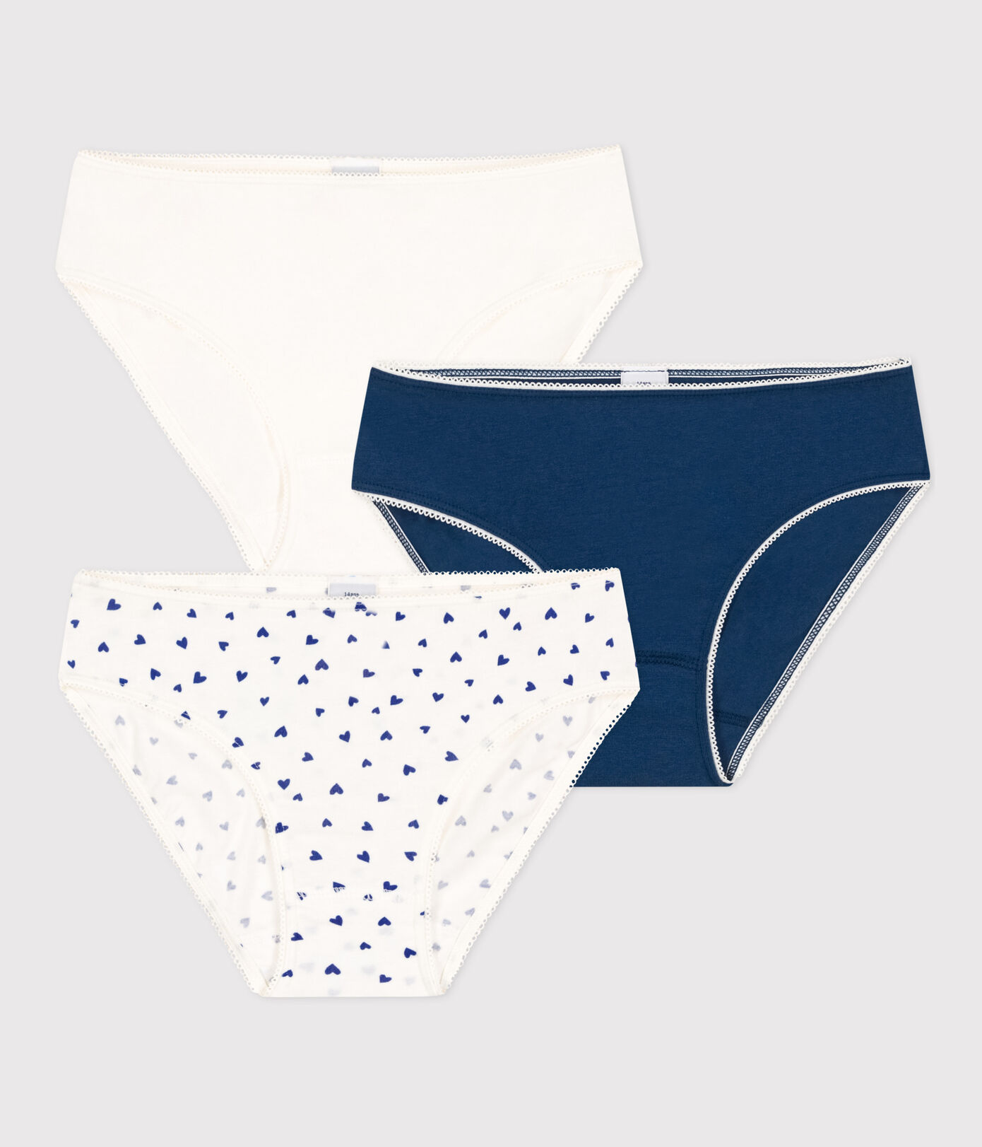 Lot de 3 culottes cœur en coton et élasthanne fille