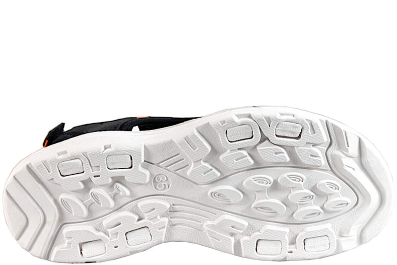 IN2 SANDAL I BLÅ TEKSTIL MED ORANGE DETALJER