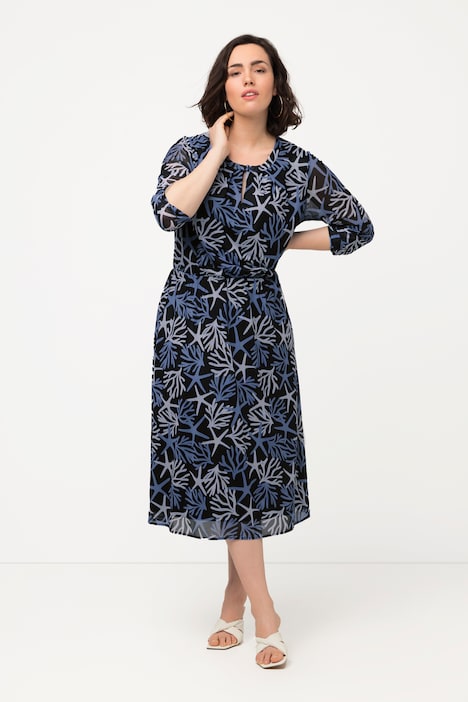 Meshkleid, Korallen, A-Linie, Rundhals, Langarm