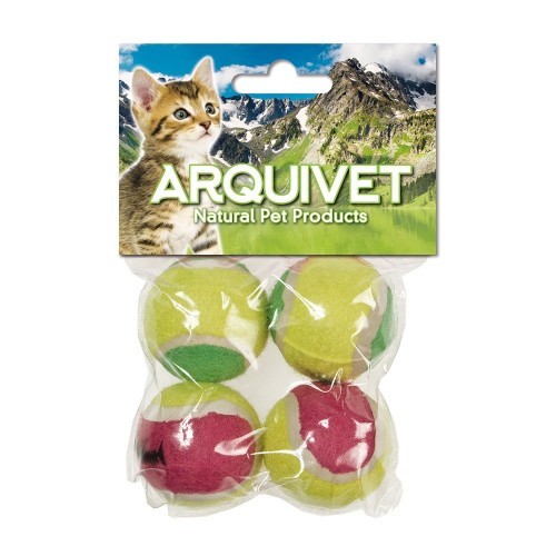 Pacote com 4 bolas de tênis em cores sortidas.