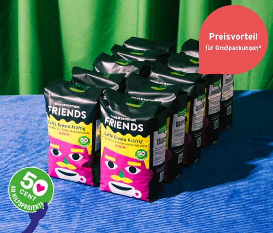 BEANS BROTHERS FRIENDS Caffè Crema Kräftig - 10x 500 g Ganze Bohne