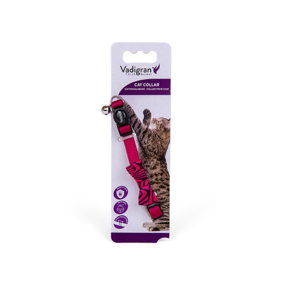 Collier chat loop rose avec noeud papillon. 20-30cm x 10mm