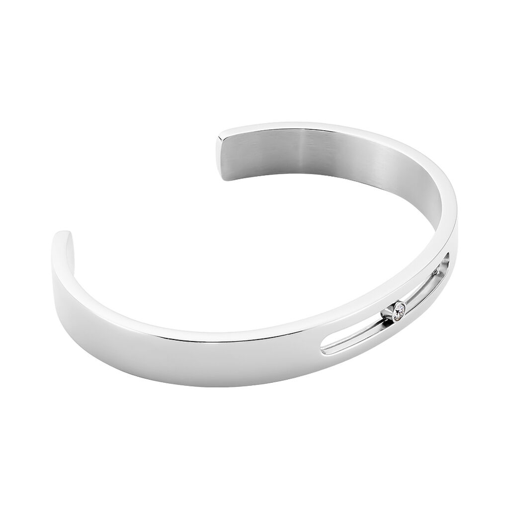 Bracelet Jonc Zeto Acier Blanc Strass