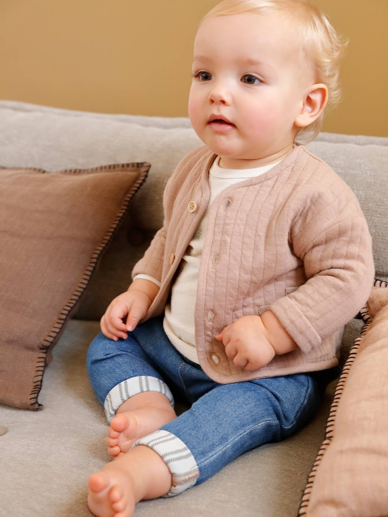 Calça jeans para bebês, jeans natural