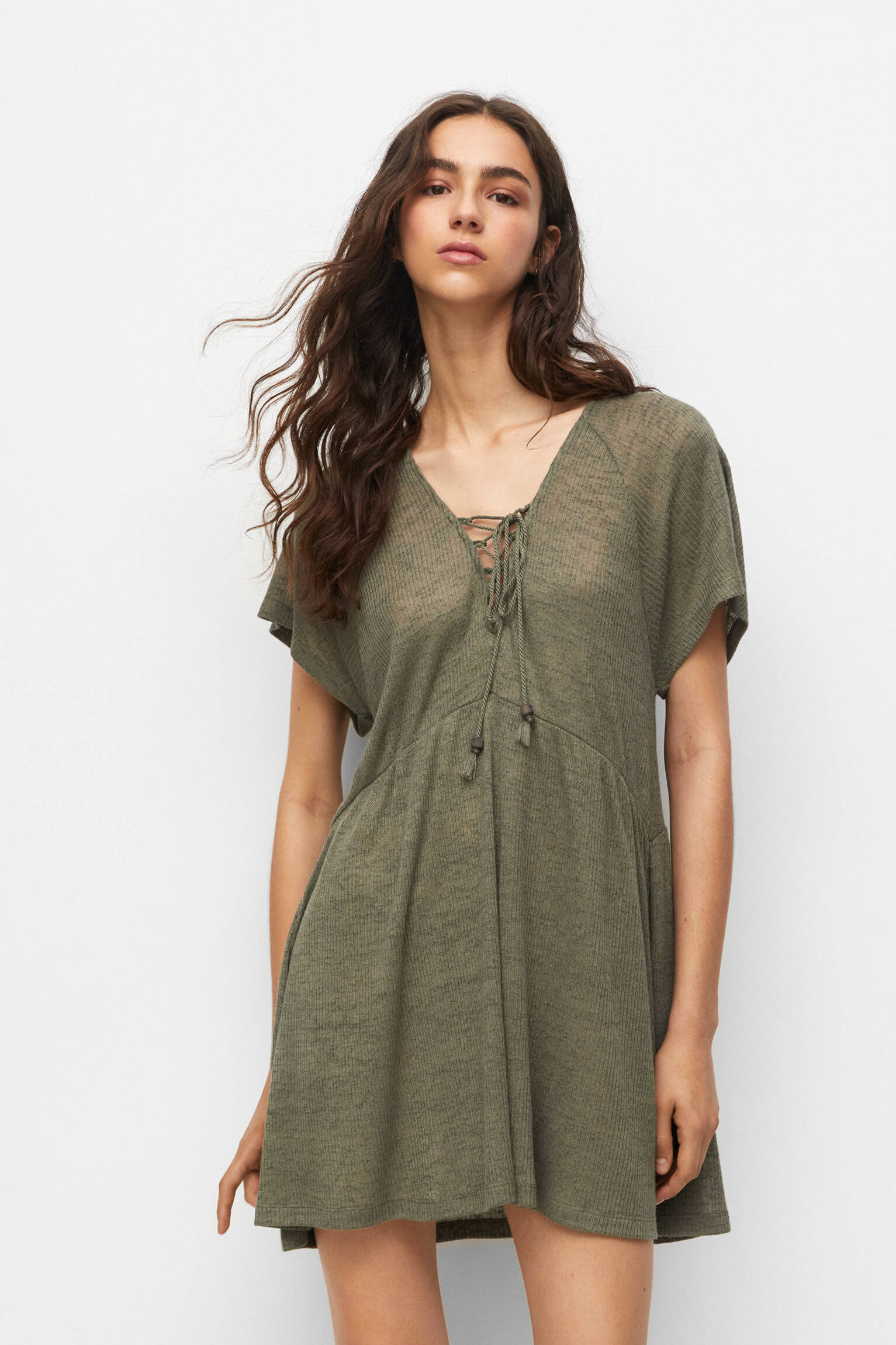 VESTIDO DE MALHA FLOWY CORSAIR - CÁQUI